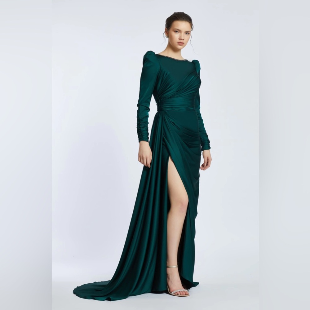 emerald green formal dress